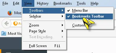 Bookmarks Bar in Firefox Gone - Techyv.com